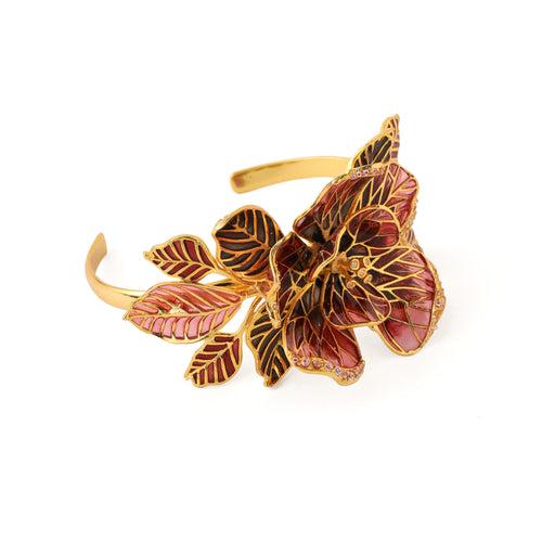 Fiore Floral Cuff - Red and black