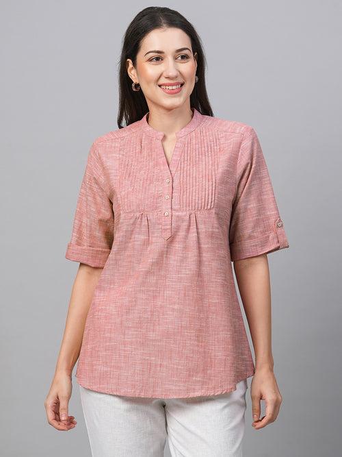 Women's Red Cotton Regular Fit Blouse