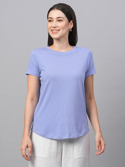 Women's Lavender Cotton Regular Fit Tshirt