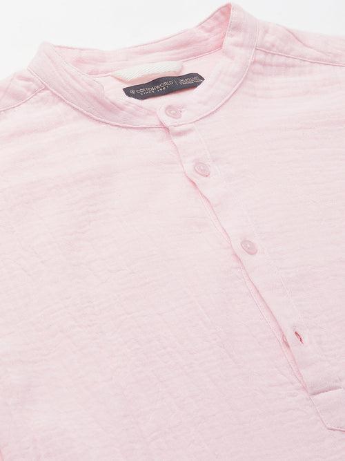 Men's Pink Cotton Regular Fit Shirt