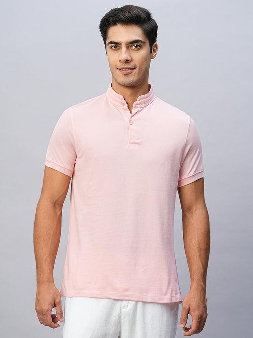 Men's Pink Cotton Regular Fit Tshirts