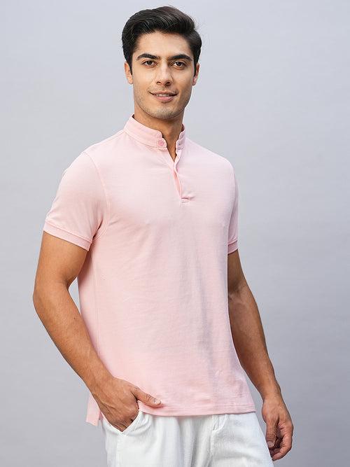 Men's Pink Cotton Regular Fit Tshirts