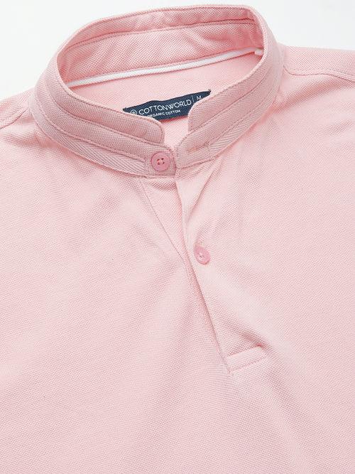 Men's Pink Cotton Regular Fit Tshirts