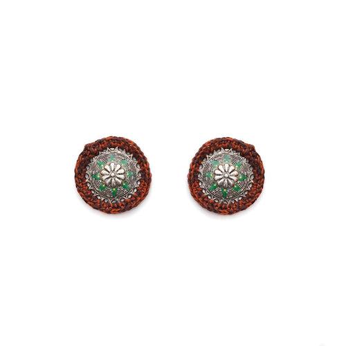 Vintage Green & Copper Crochet Earrings