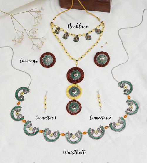 Multi-Stranded Bohemian Jewelry Set with Circular Charms