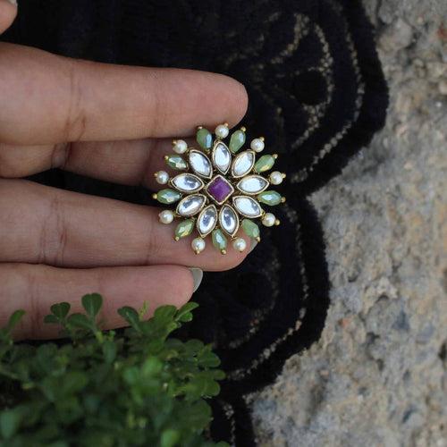 Pearl Twirl Green Ring