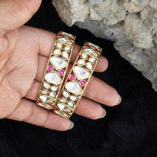 Blissful Bloom Kundan Openable Bangle - Set Of 2 Pieces