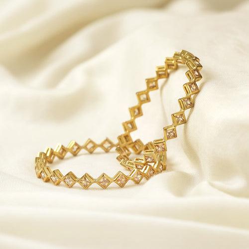 Gold Diamond Shaped 2 Bangle