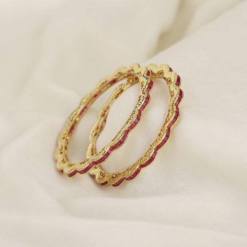 Floral Pink Stone 2 Bangles