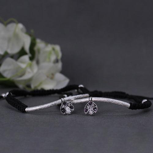 Adjustable 925 Silver Anklet with Sapphire Accents