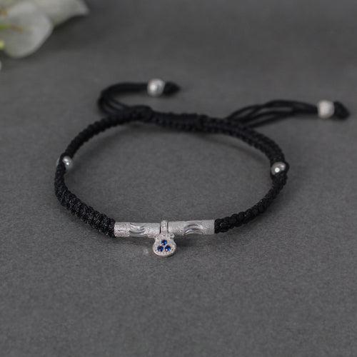 Bohemian 925 Silver Adjustable Anklet with Blue Gemstone Pendant