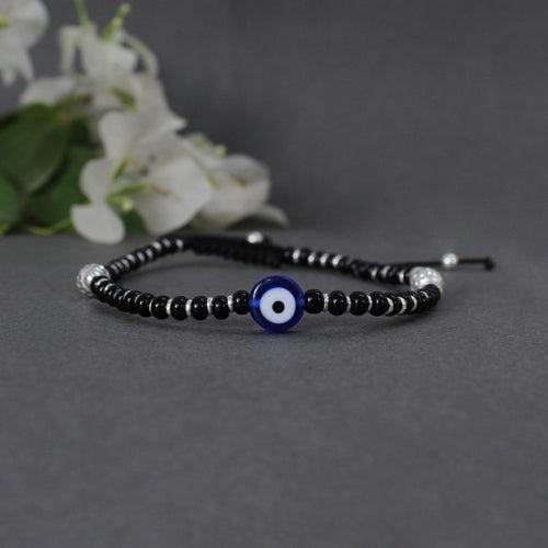 925 Sterling Silver Evil Eye Adjustable Anklets With Black Cord