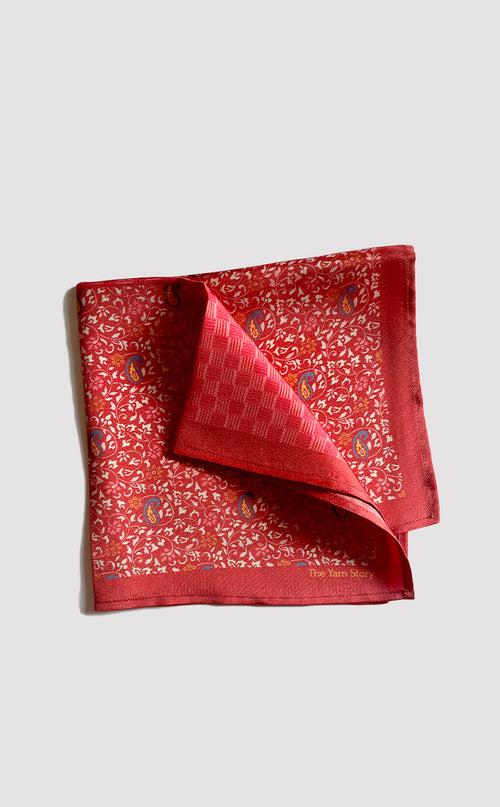Red Intricate Paisley Pocket Square
