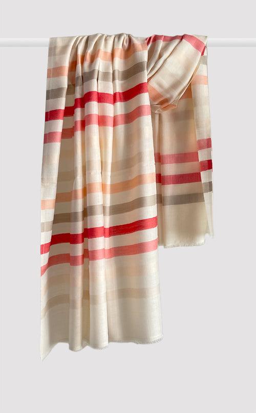 Cream Merino Stripe Shawl