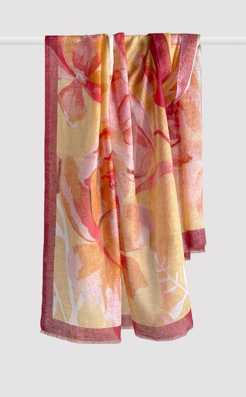 Magenta Peony Linen Modal Stole