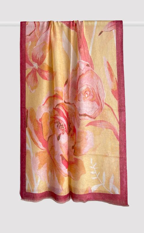 Magenta Peony Linen Modal Stole