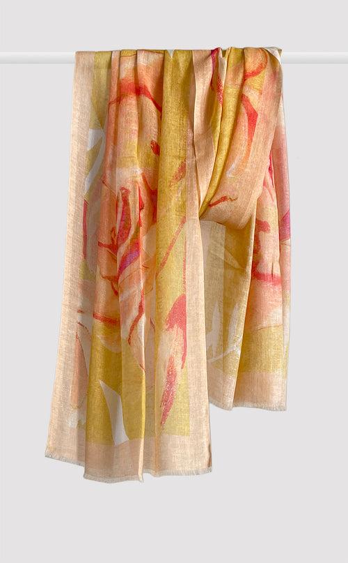 Peach Peony Linen Modal Stole