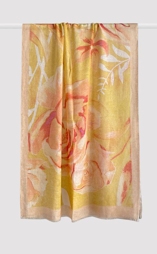 Peach Peony Linen Modal Stole