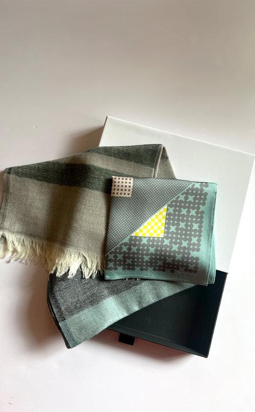 Earthy Merino Muffler & Pocket Square Set