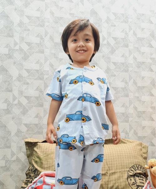 Ambassador Pattern Kids Half Sleeves Nightwear Pajama Set
