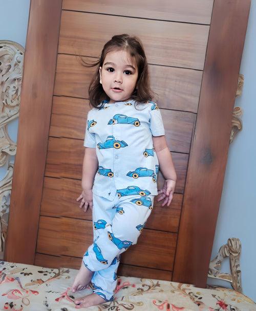 Ambassador Pattern Kids Half Sleeves Nightwear Pajama Set