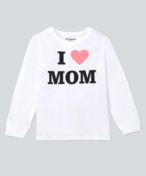 I Love Mom Full Sleeves T-Shirt & Pants Set