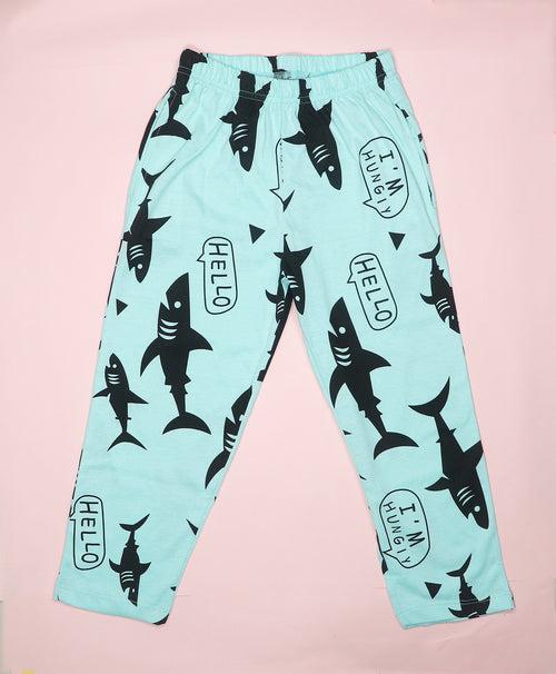 Shark Pattern Kids Half Sleeves Nightwear Pajama Set