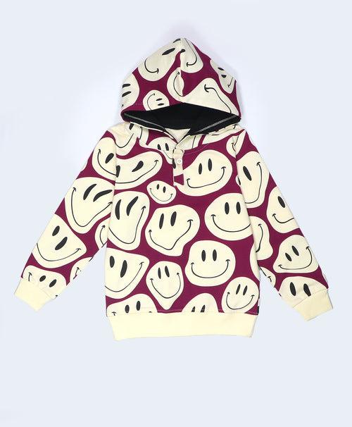 Smiley Pattern Kids Hoodie & Joggers Set