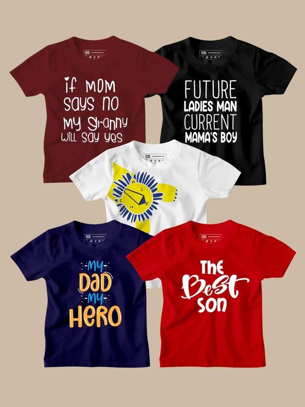 Pack of 5 Printed Kids T-Shirt Combo