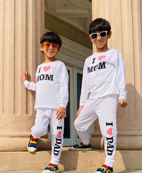 I Love Mom Full Sleeves T-Shirt & Pants Set