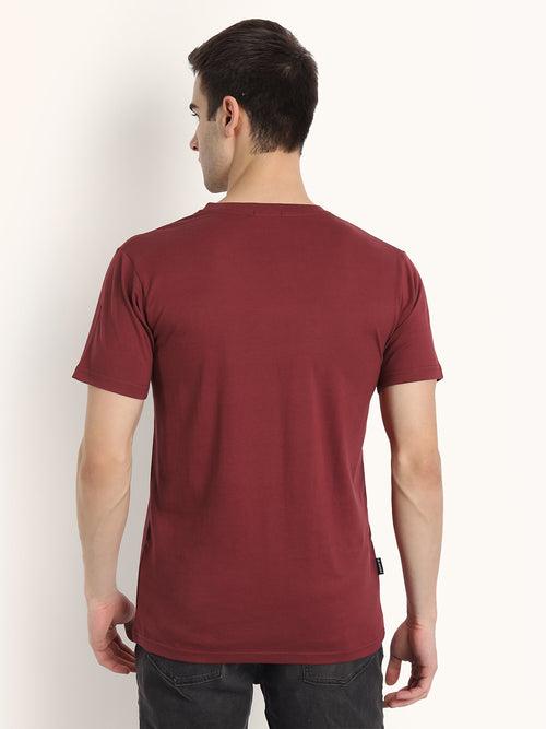 Maroon Half Sleeves V Neck T-Shirt