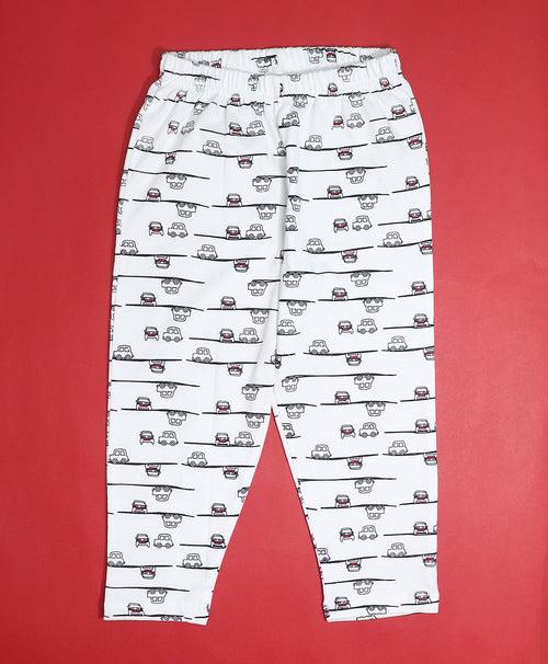 Toy Car Pattern Cotton Knit Full Length Printed Lounge Pants