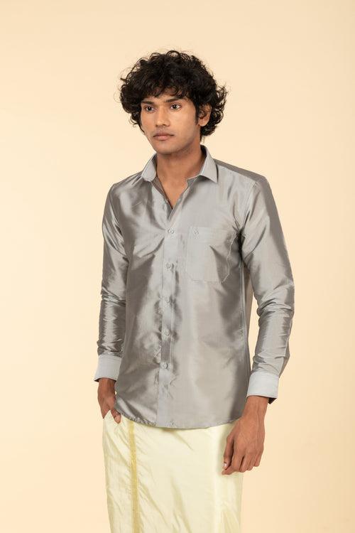 Tattva Mens Grey Colour Solid Shirt