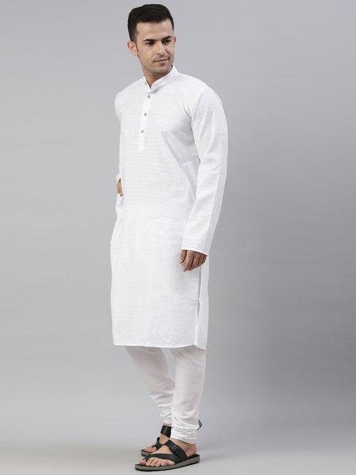 Tattva White Color Cotton Long Kurta With Pyjamas