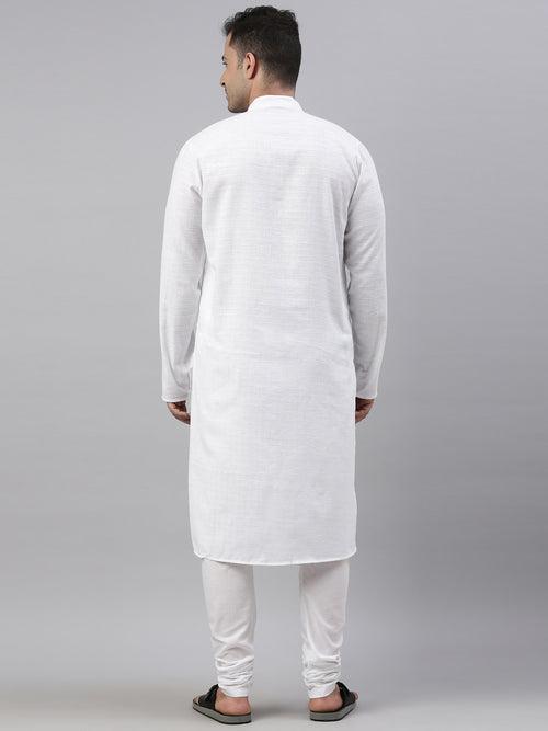 Tattva White Color Cotton Long Kurta With Pyjamas