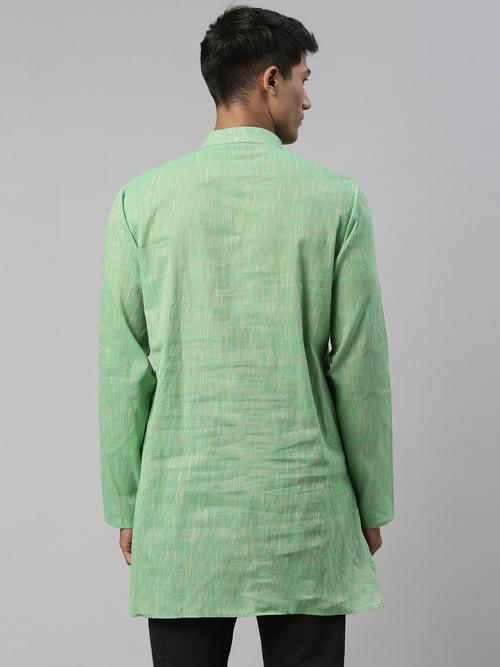 Green Cotton Straight Solid Cotton Kurta