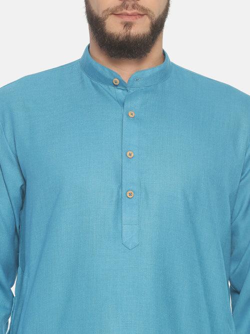 Sky Blue Cotton Kurta With Pyjamas