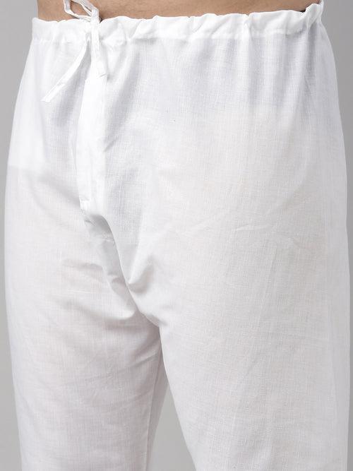 Tattva White Color Cotton Long Kurta With Pyjamas