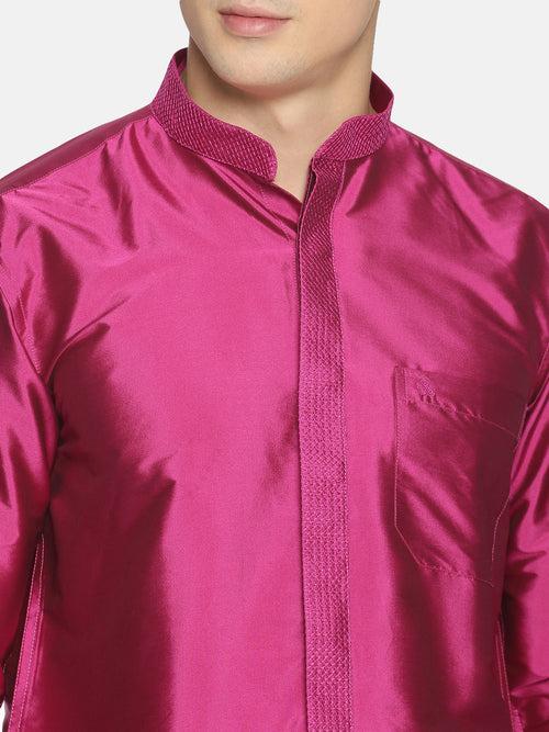 Magenta Polyester Regular Fit Solid Party Shirt