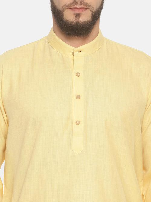 Yellow Cotton Solid Long Kurta