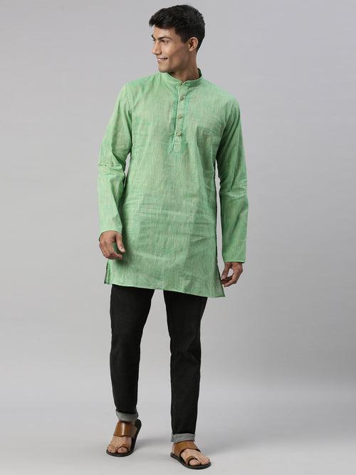 Green Cotton Straight Solid Cotton Kurta