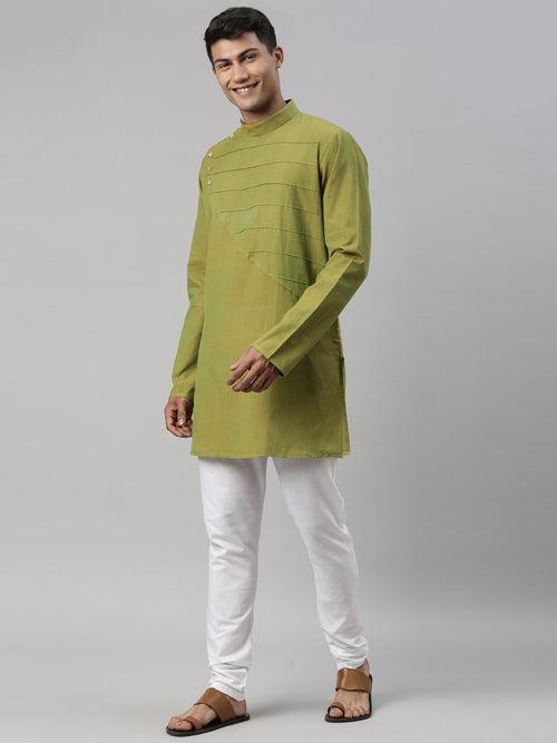 Tattva Green Cotton Straight Designing Cotton Kurta