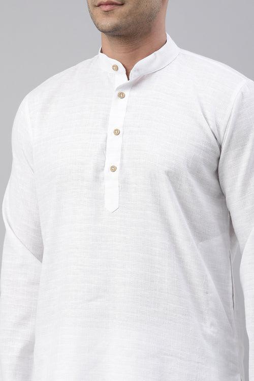 Tattva White Color Cotton Long Kurta With Pyjamas