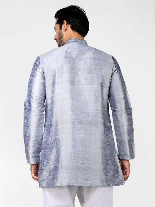 Grey Pure Raw Silk Kurta With Pyjamas