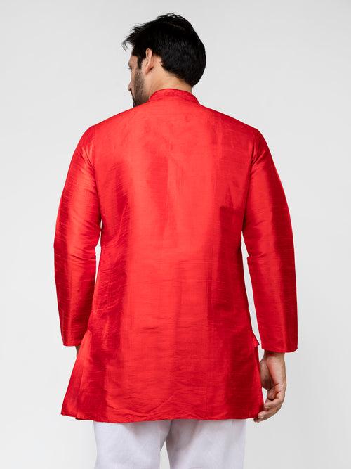 Maroon Pure Raw Silk Straight Short Kurta