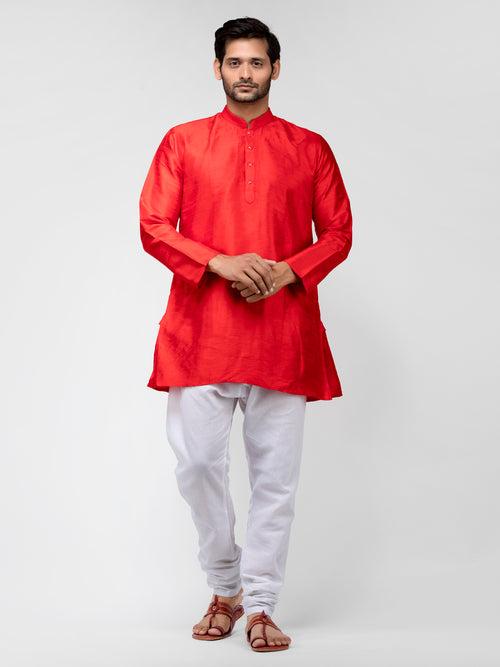 Maroon Pure Raw Silk Straight Short Kurta