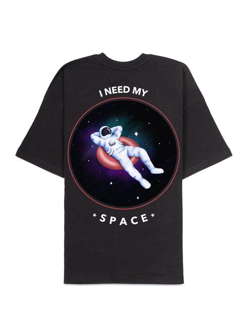 I Need Space Drop Shoulder Crew Neck: Black