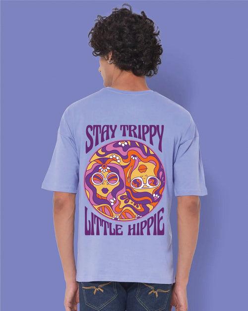 Hippie Trippy Drop Shoulder Crew: Periwinkle