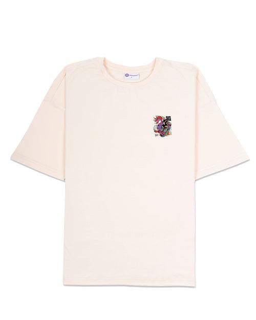 Psychedelic Wolf Drop Shoulder Crew: Pale Ivory