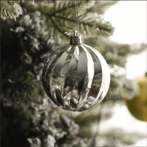 Silver Spiral Bauble Decor - Set of 2